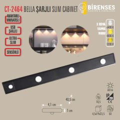 CATA CT-2464 40Cm Bella Slim Cabinet Şarjlı-Sensörlü