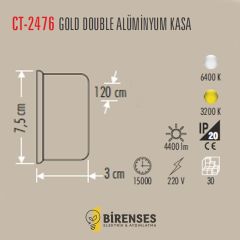 CATA CT-2476B 72W Gold Yatay Ledli Bant Armatür Beyaz