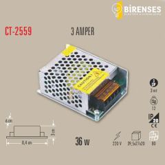 CATA CT-2559 3 Amper Şerit Led Trafosu (36W)