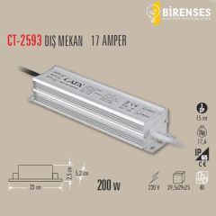 CATA CT-2593 17 Amper Şerit Led Trafosu (200W) Dış Mekan