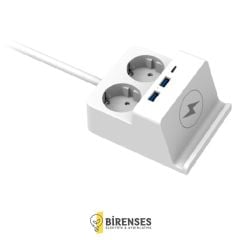 CATA CT-3003 Yunus Akım Korumalı 2'Li Grup Priz - 3 Usb Hızlı Şarj