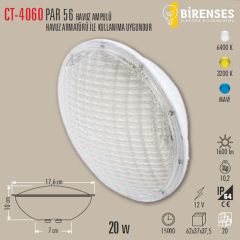 CATA CT-4060B Par 56 36W Havuz Ampulu Ledli Beyaz