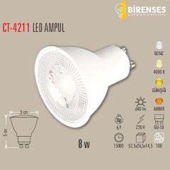 CATA CT-4211B 8,5W Çanak Led Ampul Gu-10 Beyaz