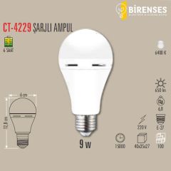 CATA CT-4229B 9W Şarjlı Led Ampul E27 Beyaz
