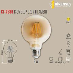 CATA CT-4286 6W G-95 Rustik Led Glop Ampul - E27