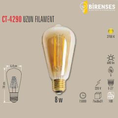 CATA CT-4290 8W Rustik Led Ampul - E27 Amber