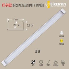 CATA CT-2482 80W Kristal Yatay Bant Armatür Beyaz