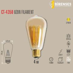 CATA CT-4350 4W Rustik Led Ampul - E27 Amber