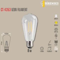 CATA CT-4353G 8W Rustik Led Ampul - E27 Günışığı