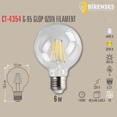 CATA CT-4354 6W G-95  Led Glop Ampül - E27 Günışığı