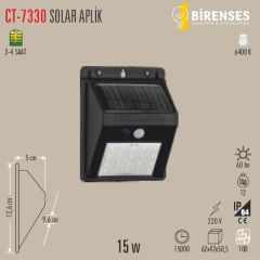 CATA CT-7330G 15W Solar Led Aplik Günışığı