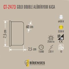CATA CT-2473 36W Yatay Ledli Bant Armatür - 60 Cm Beyaz