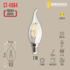 CATA CT-4064G 7W Led Filament Kıvrık Buji Günışığı