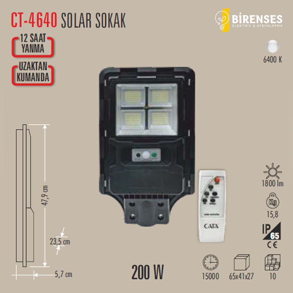 CATA CT-4640 200W Solar Sokak Armatürü