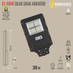 CATA CT-4640 200W Solar Sokak Armatürü