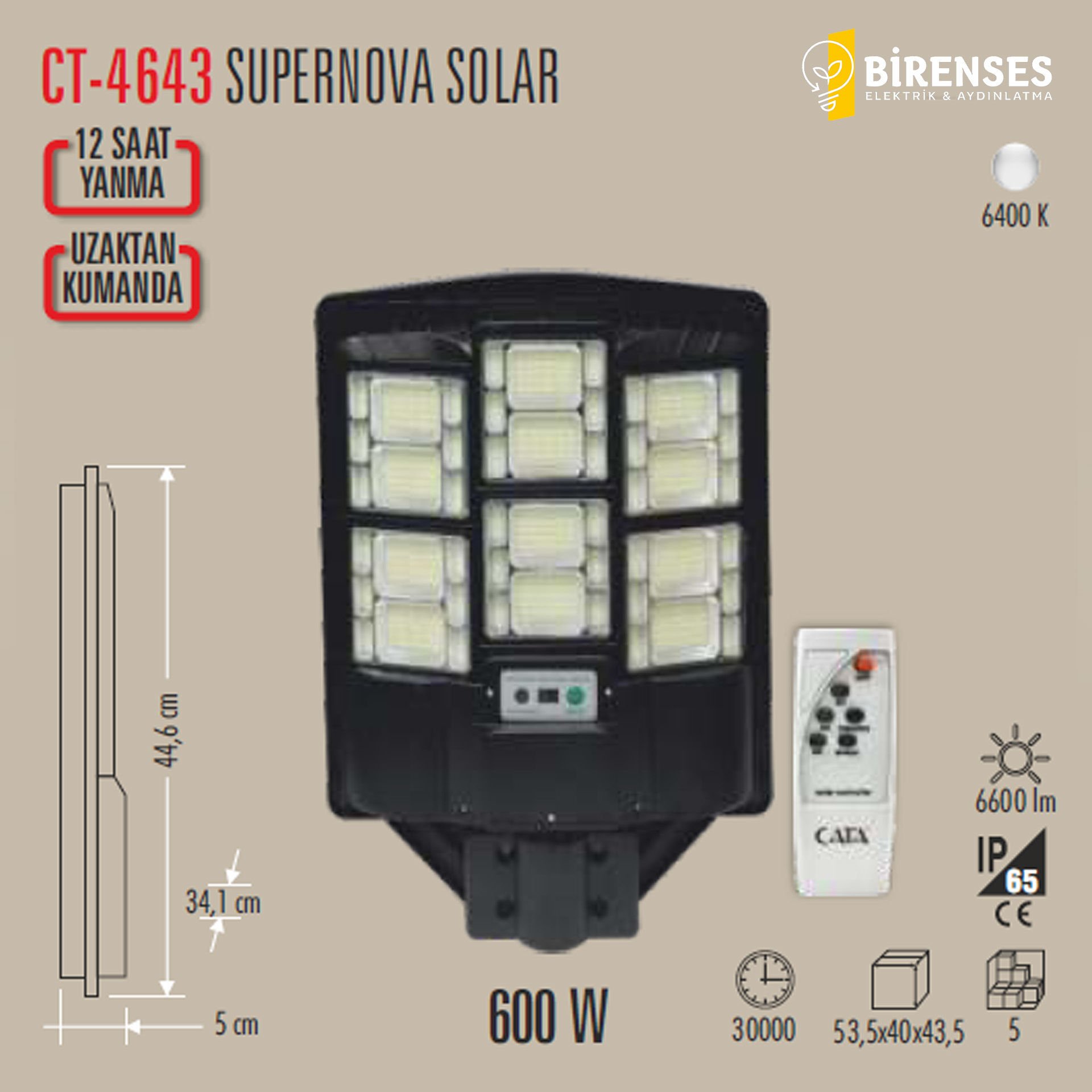 CATA CT-4643 600W Supernova Solar Led Projektör (Kumandalı)