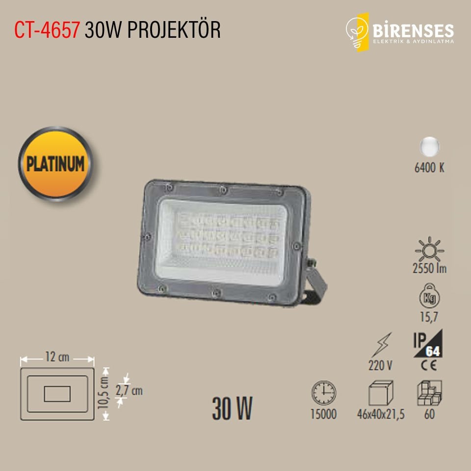 CATA CT-4657 30W Slim Led Projektör Beyaz