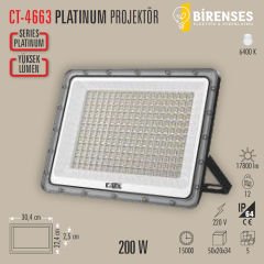 CATA CT-4663B 200W Platınum Led Projektör Beyaz