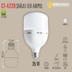 CATA CT-4228B 35W Sarjlı Torch Led Ampul E27 Beyaz