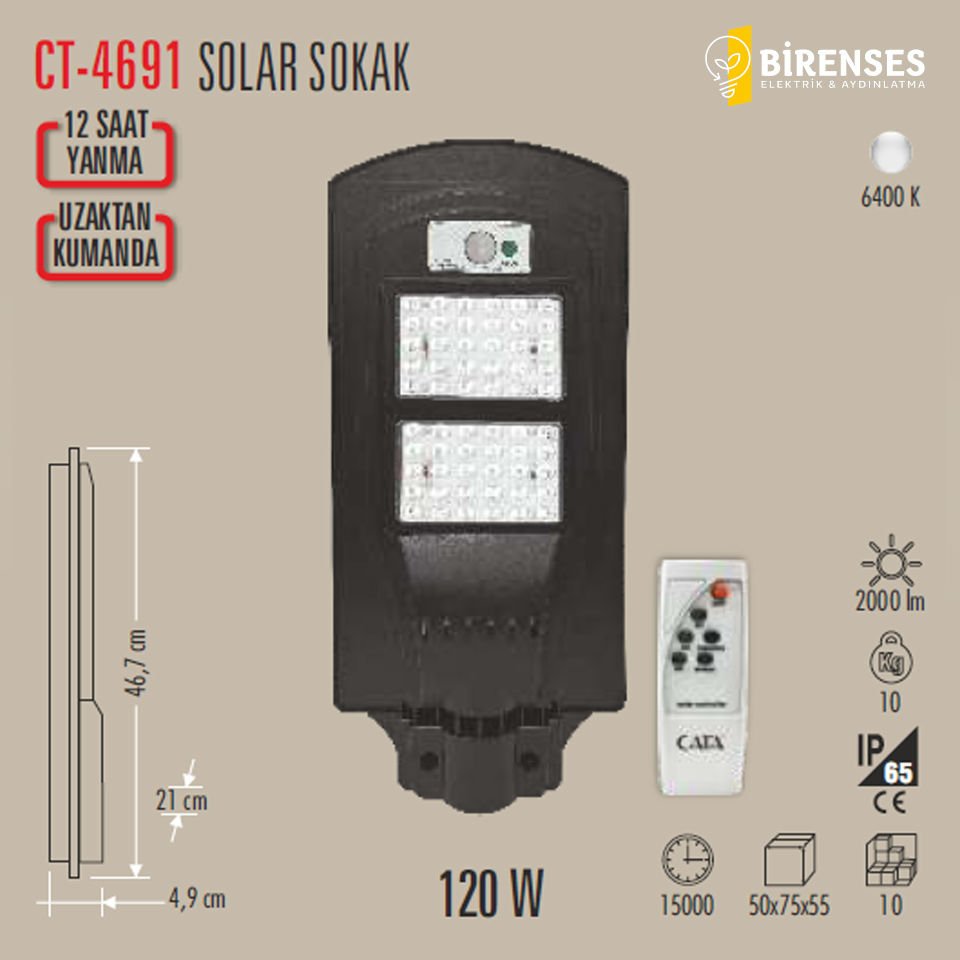 CATA CT-4691 60W Solar Sokak Armatürü
