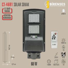 CATA CT-4691 60W Solar Sokak Armatürü