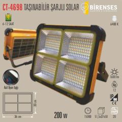 CATA CT-4698 200W Miami Solar Led Projektör Taşınabilir