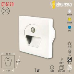 CATA CT-5170 1W Sensörlü Ledli Koridor Armatürü Beyaz