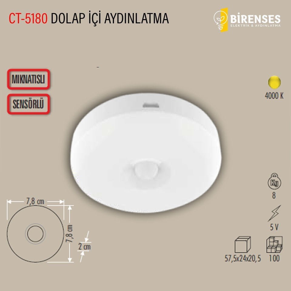 CATA CT-5180G Sarjlı Dolap İçi Aydınlatma Mıknatıslı (4000K)