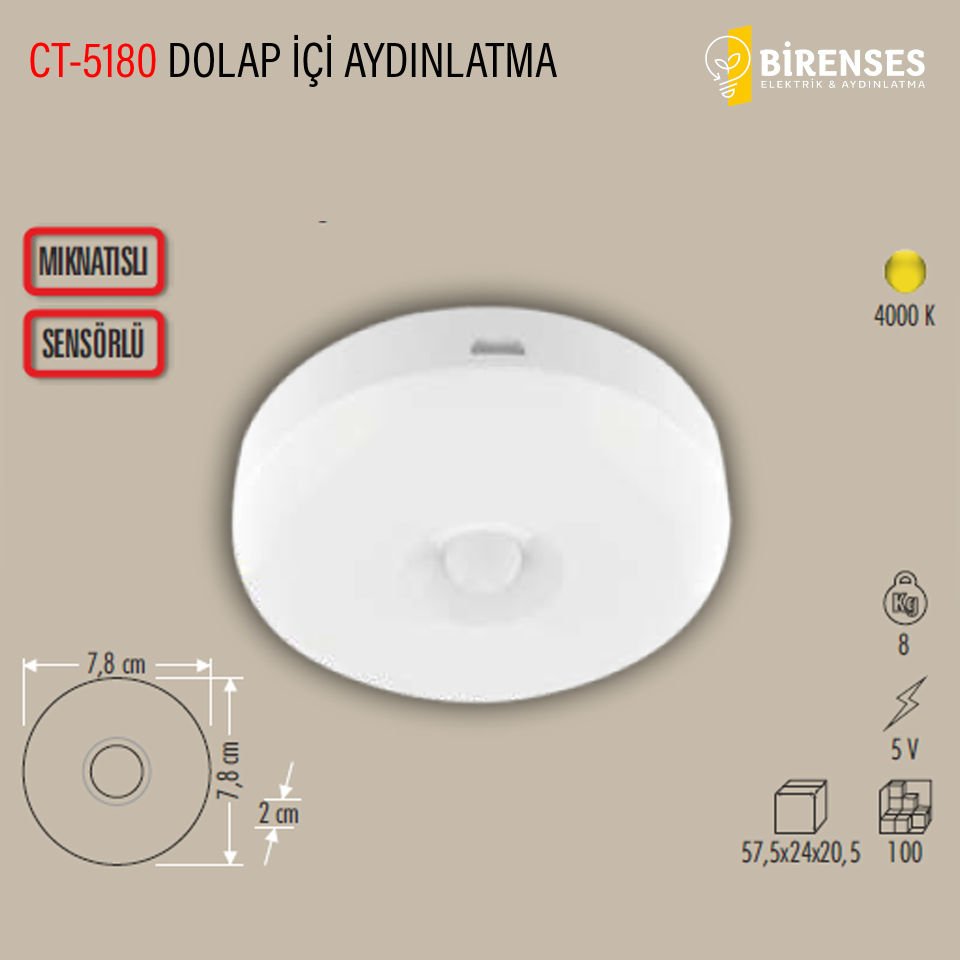 CATA CT-5180 Sarjlı Dolap İçi Aydınlatma Mıknatıslı (4000K)
