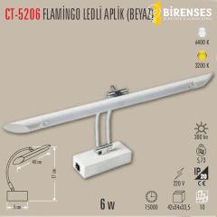 CATA CT-5206B 6W Flamingo Led Aplik Beyaz Kasa Beyaz Işık