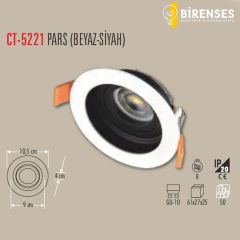 CATA CT-5221 Pars Spot Yuvarlak - Beyaz-Siyah Boş Kasa
