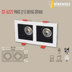 CATA CT-5227 Pars Kare Spot İkili - Beyaz-Siyah Boş Kasa