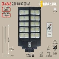 CATA CT-4645 Supernova 1200W Solar Sokak Armatürü (Kumandalı)