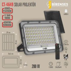 CATA CT-4649 200W Platınum Solar Led Projektör Beyaz