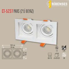 CATA CT-5237 Pars Kare Spot İkili - Beyaz Boş Kasa