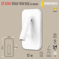 CATA CT-5243B 13W Tuvalu Yatak Başı Led Aplik Beyaz Kasa