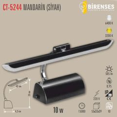 CATA CT-5244B 10W Mandarin Led Aplik ( Siyah Kasa ) ( Beyaz )