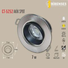 CATA CT-5252B 7W Akik Cob Led Armatür - Satin Kasa Beyaz