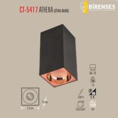 CATA CT-5417 Athena Sıva Üstü  Armatür (Gu-10) Siyah-Bakır