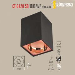 CATA CT-5420SB Bergama Sıva Üstü  Armatür Gu-10 Siyah-Bakır