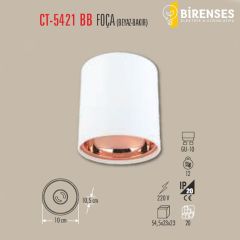 CATA CT-5421 Bb Foça Sıva Üstü  Armatür Gu-10 Beyaz-Bakır