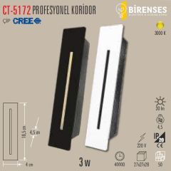 CATA CT-5172S 3W Cree Led Koridor Armatürü Siyah Kasa Günışığı