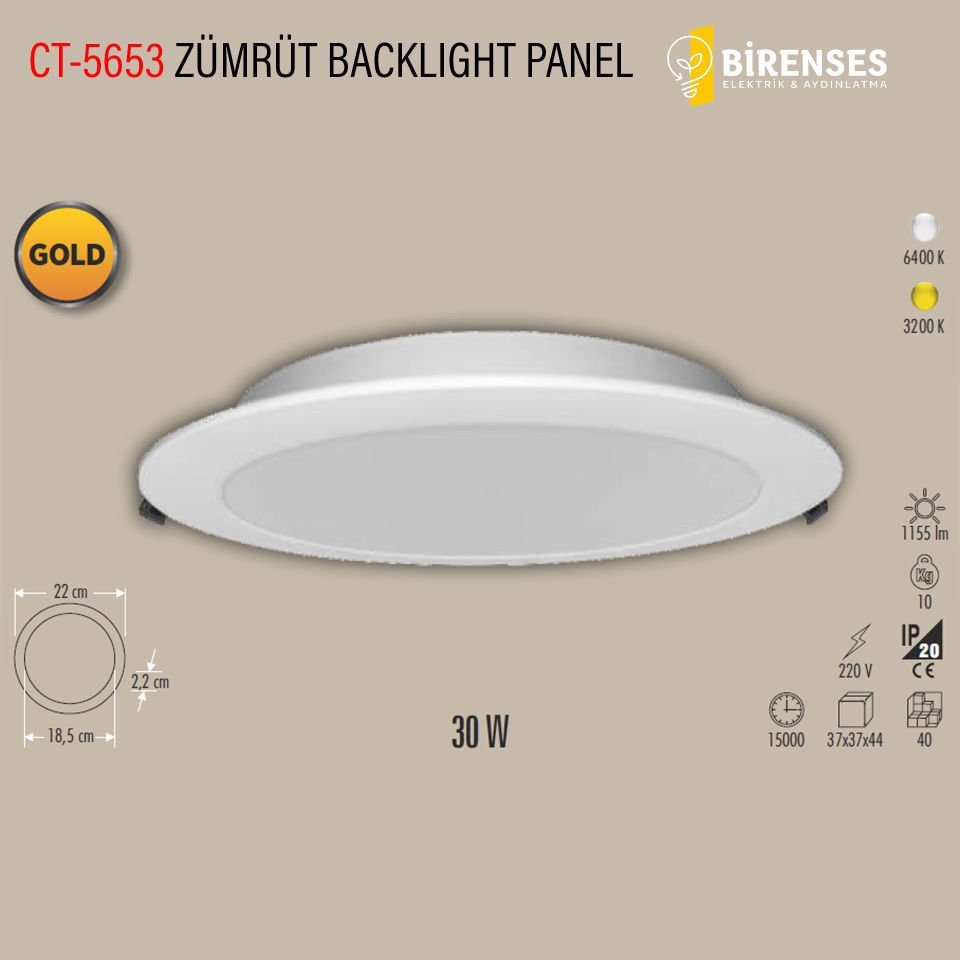 CATA CT-5653B 30W Zümrüt Backlight Gold Panel Beyaz