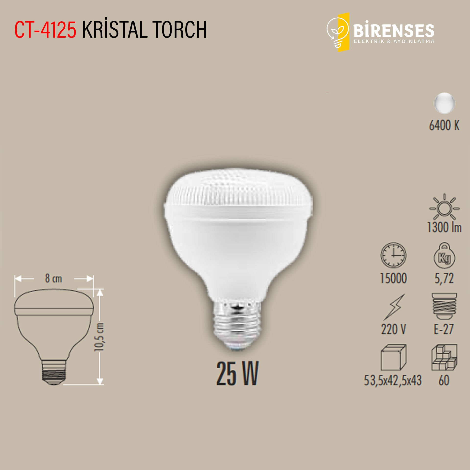 CATA CT-4125 25W Kristal Torch Led Ampul E27 Beyaz