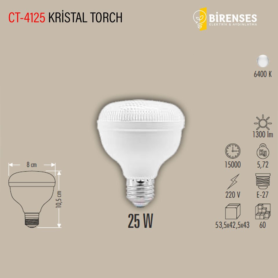CATA CT-4125 25W Kristal Torch Led Ampul E27 Beyaz