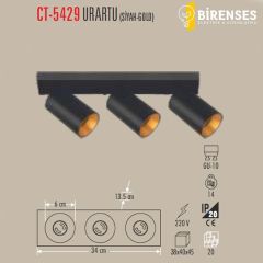 CATA CT-5429 Urartu Sıva Üstü  Armatür (3Xgu10)