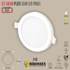 CATA CT-5646B 9W Plus Led Panel Beyaz