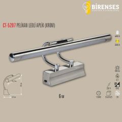 CATA CT-5207G 6W Pelikan Led Aplik Krom Kasa Günışığı