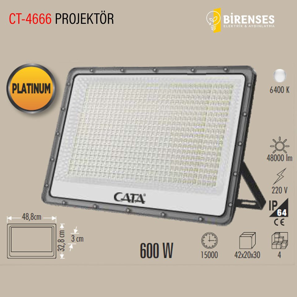 CATA CT-4666 600W Platınum Led Projektör Beyaz