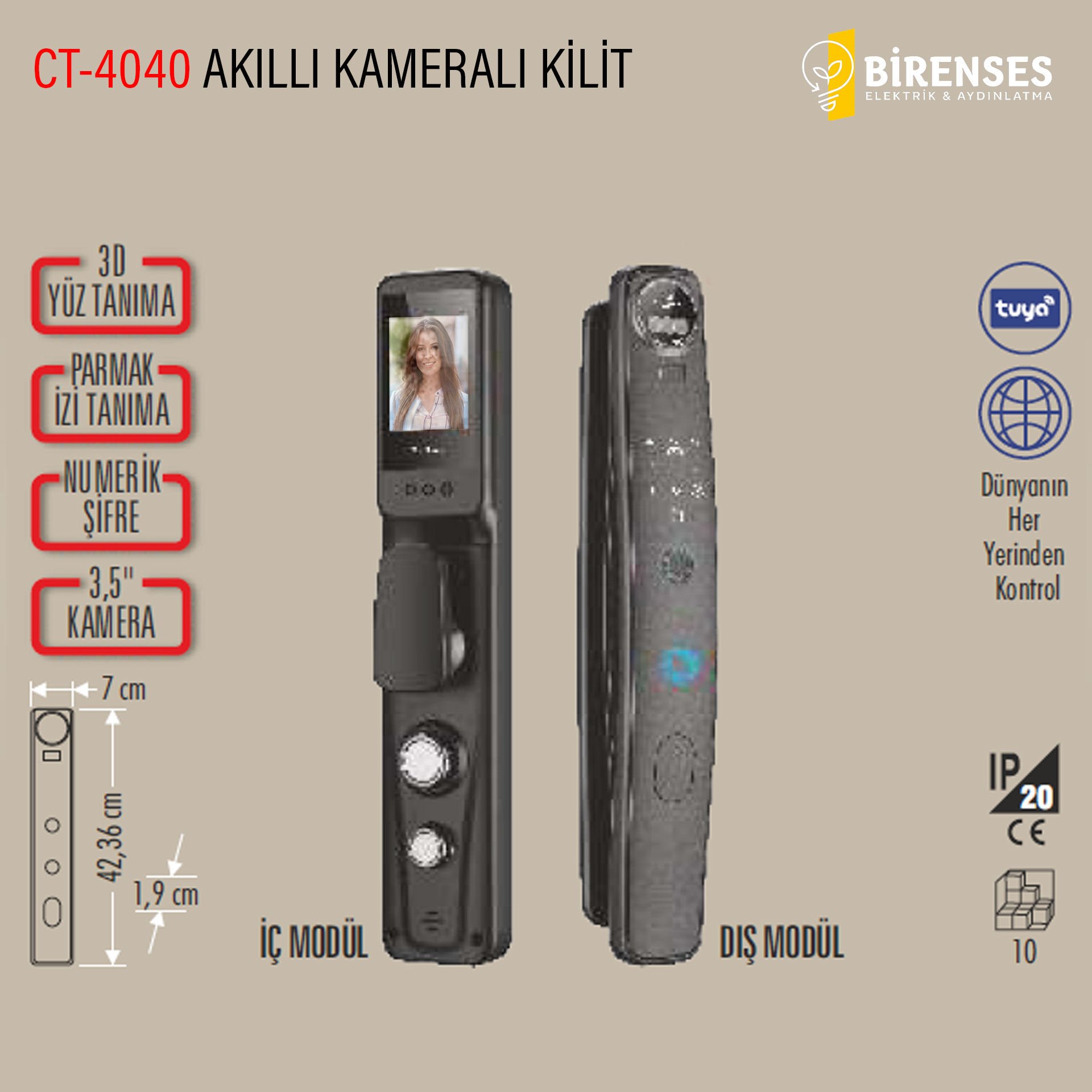 CATA CT-4040 Akıllı Kameralı Kilit